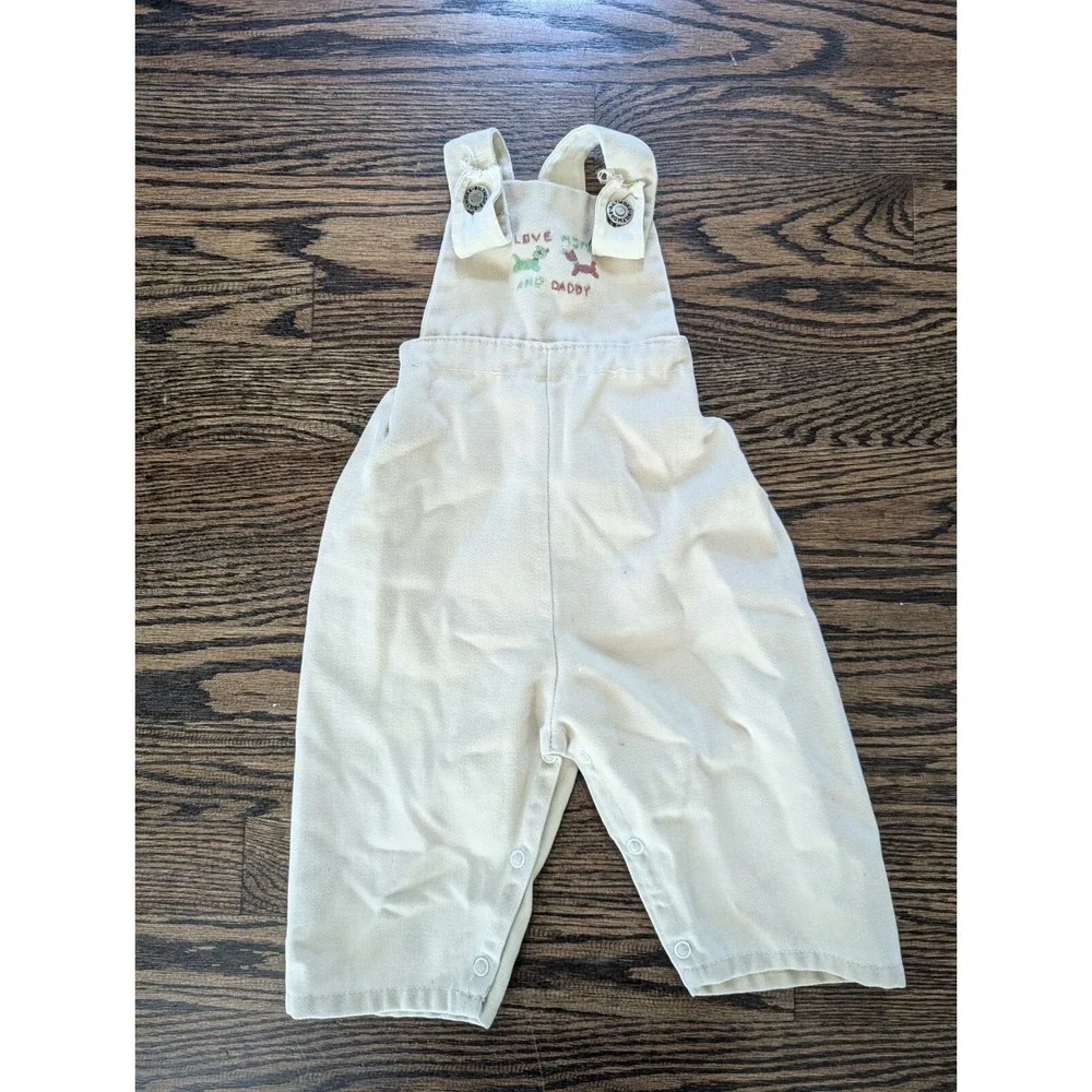 Vintage 70s Soft baby Boy Girl Overalls Pants Size 6-12 Months Biltmore Made USA